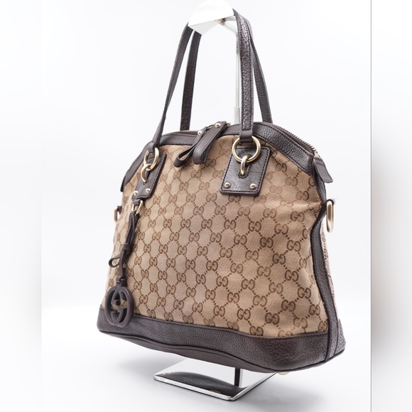 ❌️❌️SOLD ❌️❌️AD10❤️ Gucci GG Canvas and Leather Charm Dome Satchel - Picture 4 of 16